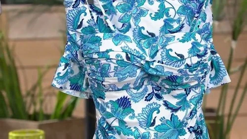 La Blanca Twist Neck Tankini Set w/ Ruffle Santorini Sun Size 16 A602273 LN/NWT