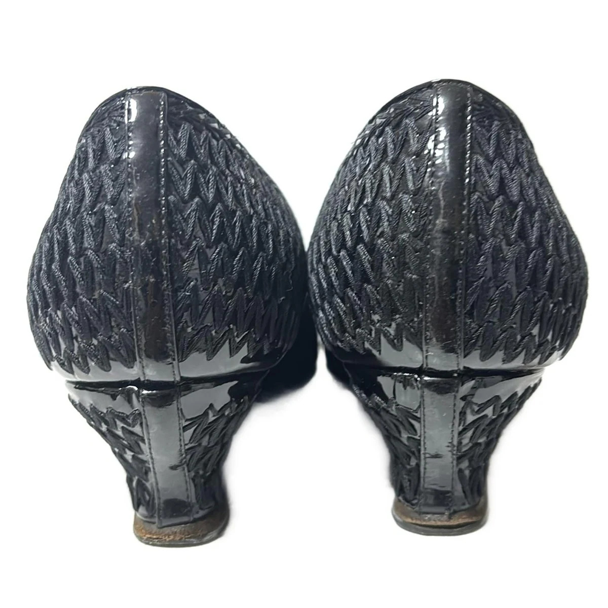 BOTTEGA VENETA - Black Patent Leather Cotton Women's Pumps thumbnail 3