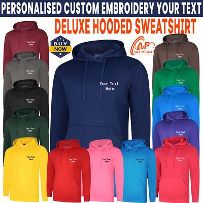 Personalised Custom Embroidered Unisex Deluxe Hooded