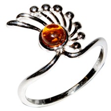 2.6g Authentic Baltic Amber 925 Sterling Silver Ring Jewelry N-A7302 s.6.5
