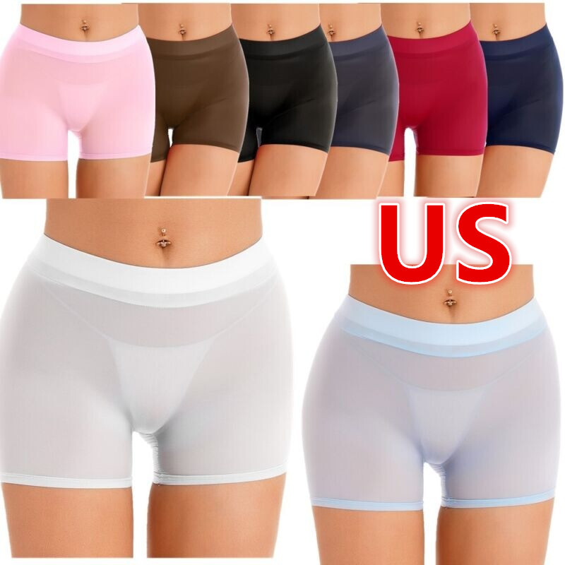 US Woman See-through Stretchy Boyshorts Mesh Sheer Boxer Briefs Sexy Underwear