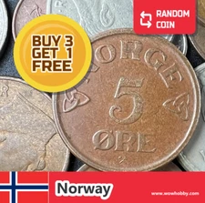 Norway Coin | 1 Random Collectible Old Norwegian Coin for Coin Collecting