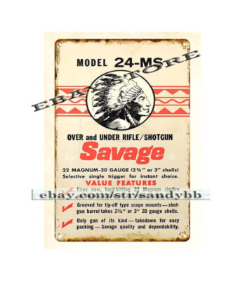 home decor hunting firearm weapons ammunition 24-MS Rifle Shotgun metal tin sign