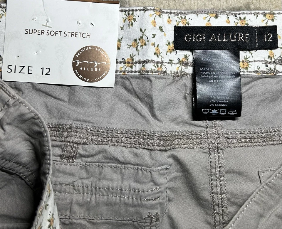 NUEVO CON ETIQUETAS GIGI Allure 12 Mujer Súper Suave Elastizado Gris tiro medio Puños Bolsillos Pantalones Foto 4 de 4
