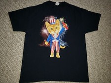 Fruit Of The Loom Black Shirt  Cat Uncle Sam Size XL EUC FIREWORKS