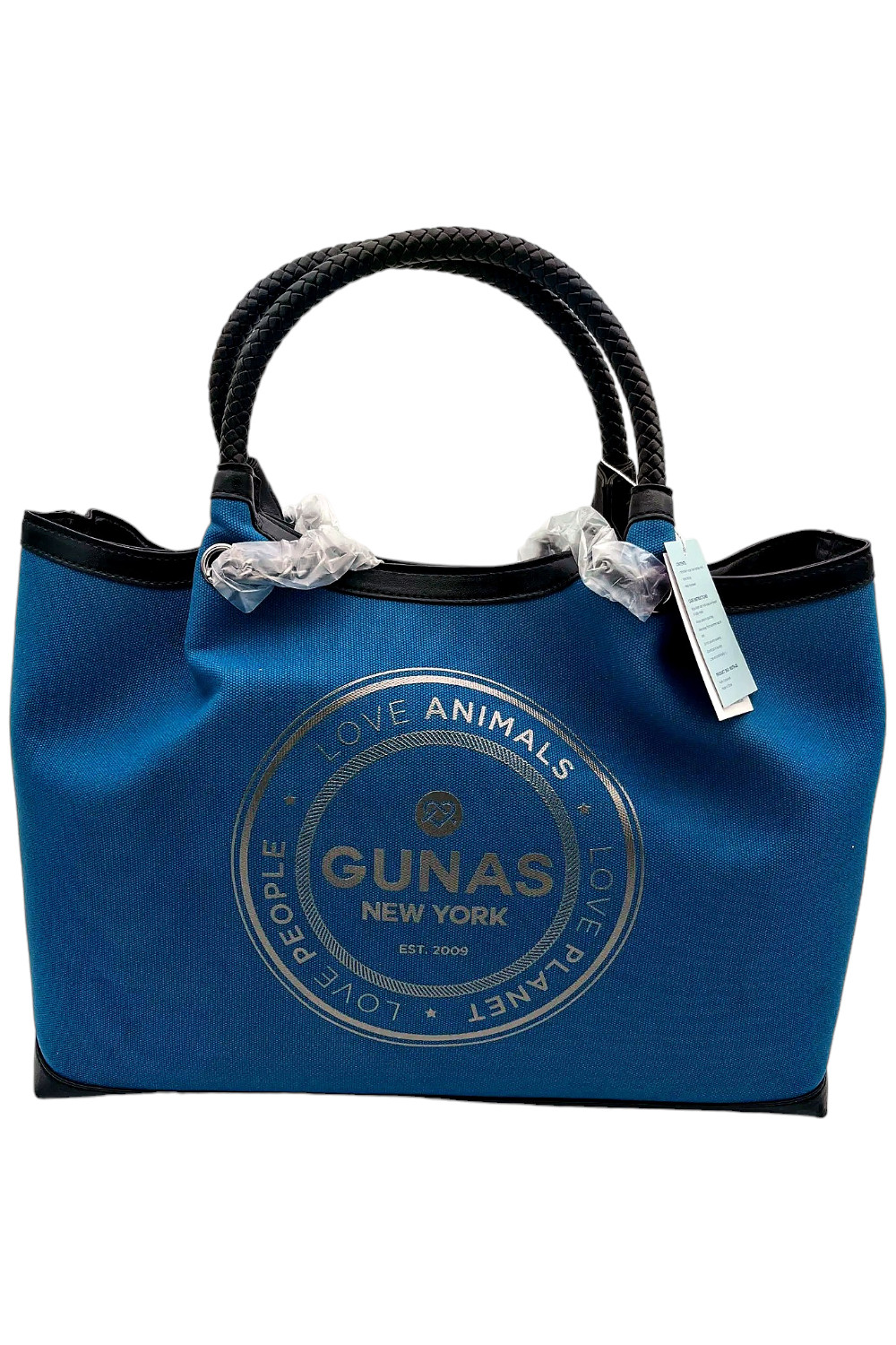 Холщовая сумка-тоут Gunas New York с двойной ручкой и сумкой Ruth бирюзового цвета