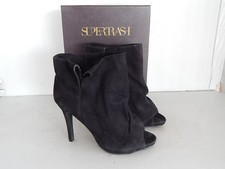 SUPERTRASH Ankle Boots Peeptoe High Heels Plateau Wildleder Schwarz  Gr.40 OVP 