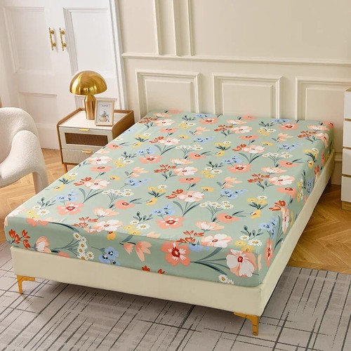 FittedSheet Set Floral Style Pillowcase Elastic Bedsheet Skin-friendly Bed Linen - Picture 19 of 34