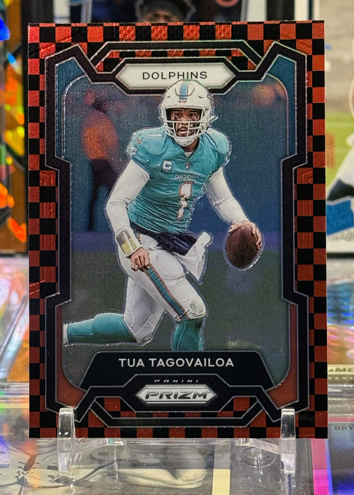 2023 Panini Prizm TUA TAGOVAILOA Black & Red Checker SSP #190 Dolphins