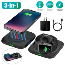 3in1 Fast Wireless Charger Station Dock for Apple Watch iPhone 12/ Pro/ Pro Max