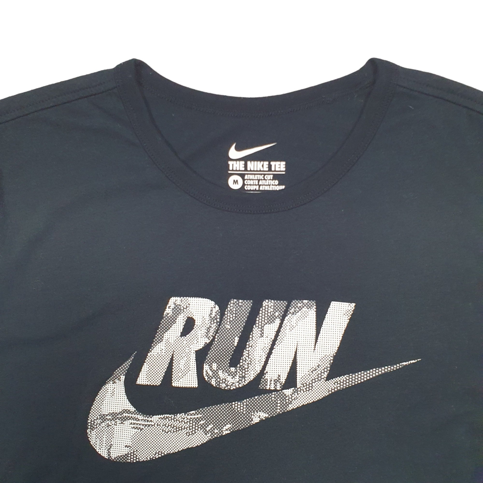 NIKE Black T Shirt Tee Running Spellout Short Sleeve Cotton Blend Mens M image 3