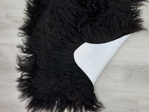Unique Curly Black Sheepskin Rug Pelt Genuine Natural Soft Best Seat Cover Hide - Picture 7 of 8