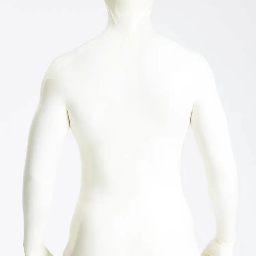 Face Entry Sexy Latex Full Coverage Bodysuit Men White Rubber Cat Suit No Zipper - Picture 2 of 7
