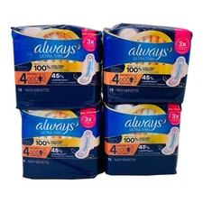 52 Pads Always Pads Ultra Thin Size 4 Overnight Feminine Pads with Flexi-Wings