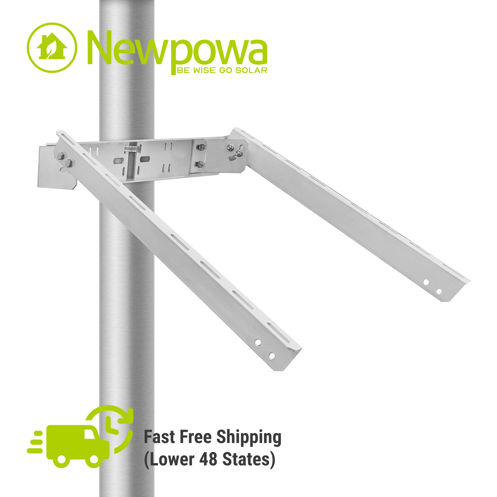 Newpowa Solar Panel Pole/Wall Mounting Bracket Heavy-Duty Off-Grid Charge System
