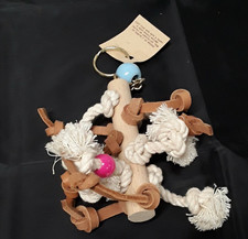 bird toys rope leather beads Knots swing hanging birds small medium 4" x 9"