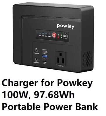  ac adapter battery Charger For Powkey 100W, 97.68Wh portable power bank