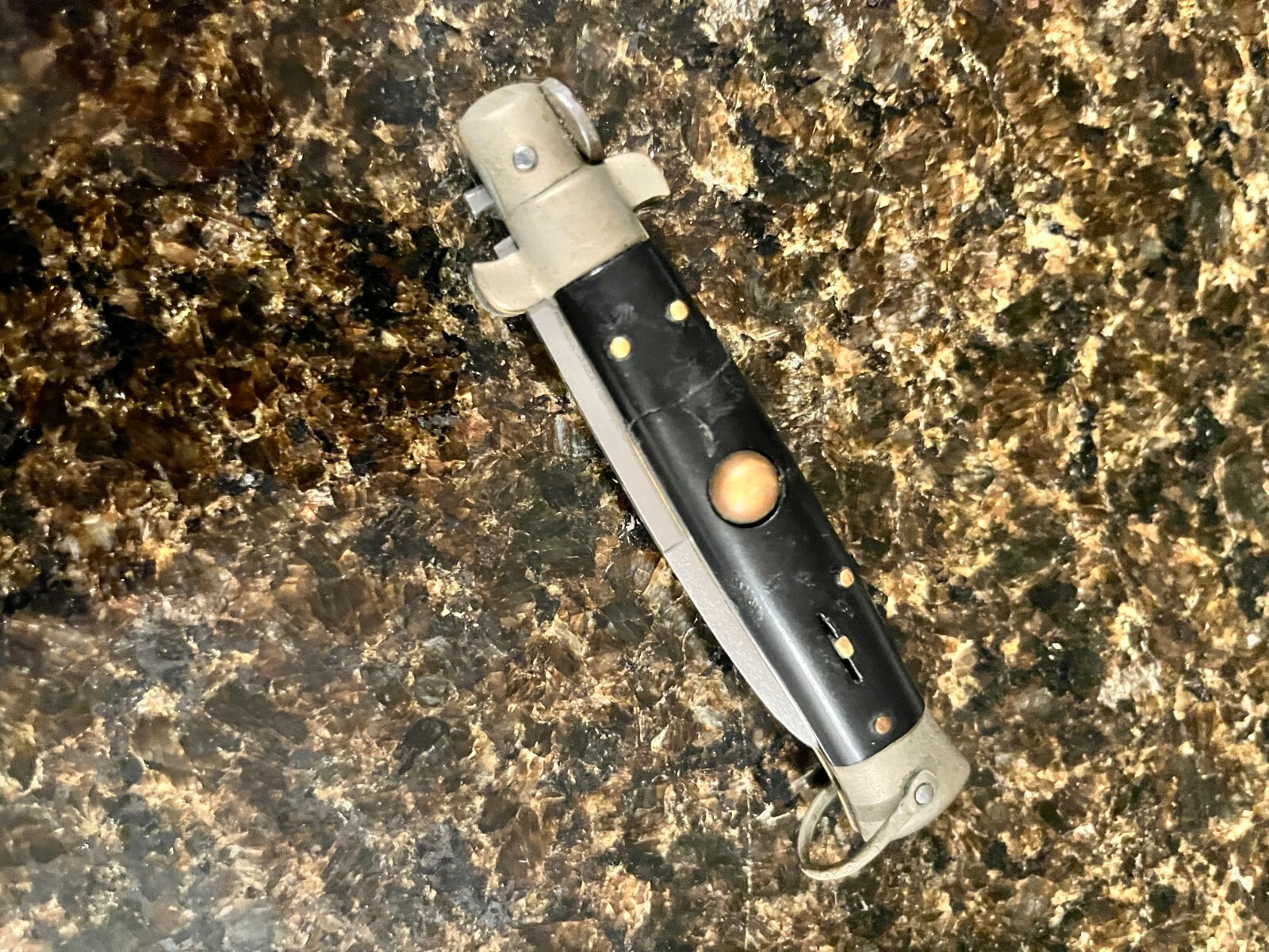 Vintage Black and Brass Folding "Switchblade" Knife eBay