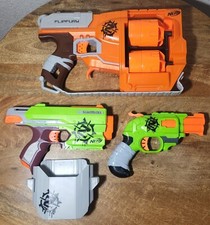 Nerf Zombie Strike Guns Lot of 3 Slidestrike, Flipfury DoubleStrike Tested