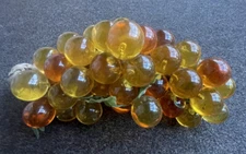 Vintage Mid Century Lucite Grape Cluster Driftwood Large Medium Amber/Orange