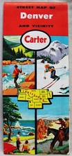 CARTER OIL SERVICE STATION DENVER COLORADO CITY STREET ROAD MAP 1960 VINTAGE