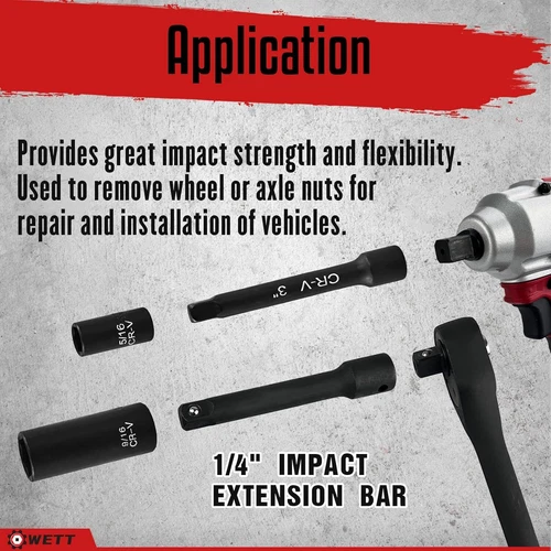 1/4 Zoll 55-teilig Antrieb Schlagschrauber Steckschlüsselsatz Sae & metrisch tief flach Steckschlüsselsatz - Bild 9 von 12