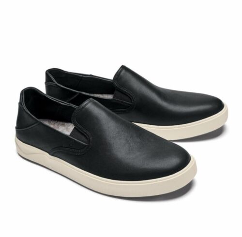 New Olukai LAE'AHI 'ILI Size 8 Slip On Shoes Black LEATHER Men's Sneakers - Picture 2 of 10