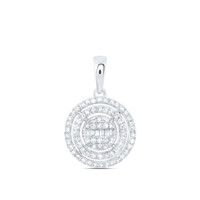 10K WeißGold Runde & Baguette Diamant Doppel Halo Statement AnhäNger 3/8 Ct.