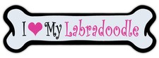 Pink Dog Bone Shaped Magnet - I Love My Labradoodle - Cars, Refrigerators