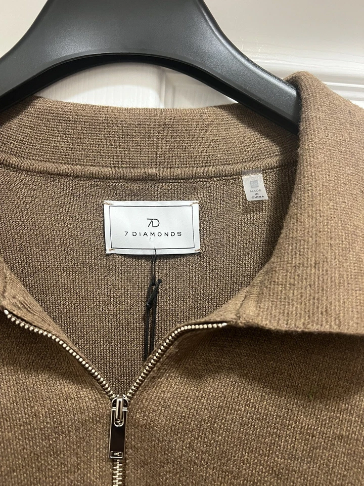 Suéter 7 Diamantes Para Hombre Extra Grande Cuarto Cremallera Polo Pullover Bolsillo Tejido Foto 2 de 4