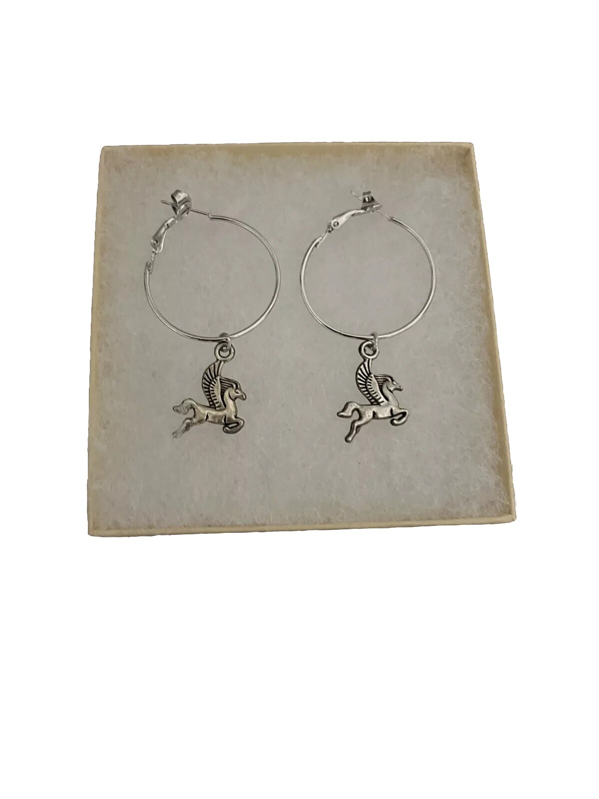 Pegasus Charm Hoop Earrings - Elegant Winged Horse Design-image