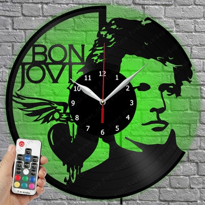 LED Clock Bon Jovi Vinyl Record Wall Clock Led Light Wall Clock 2906