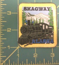 Skagway Alaska with Railroad Engine Embroidered Patch - Ships Worldwide