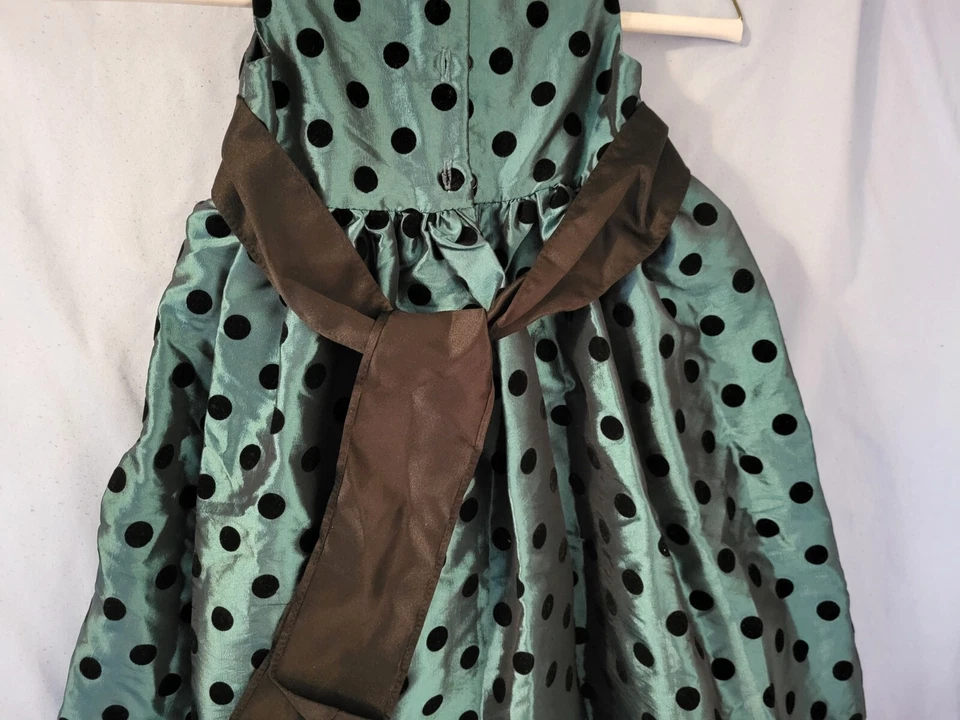 Marmellata Classics Niñas Talla Vestido 3 Turpouise Negro Polkasot Ocasión Especial Foto 3 de 4