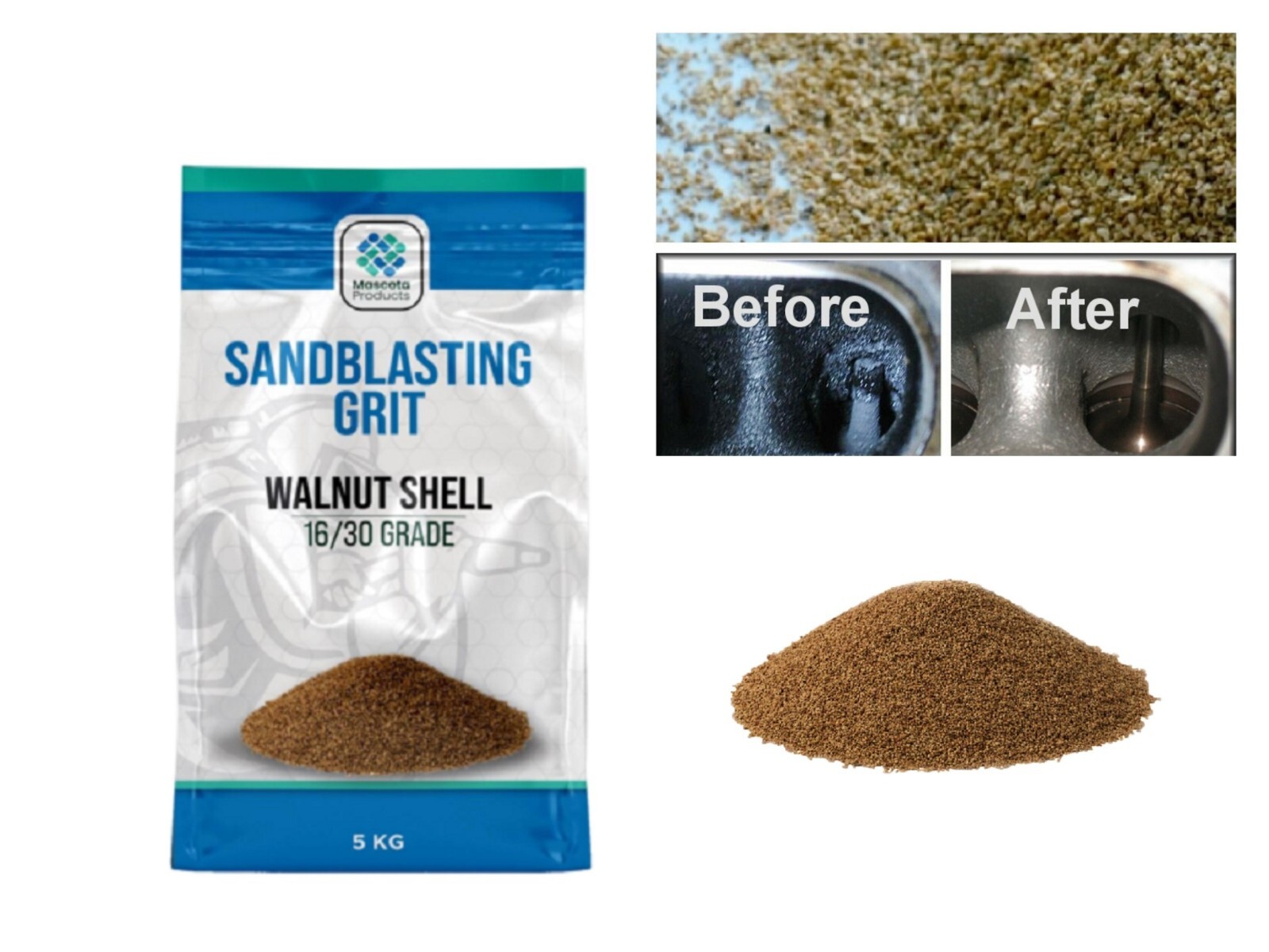 Sand Blasting Walnut Shell Cabinet Tumbler Polisher Fine 0.5-1mm 16/30 Mesh 5kgs