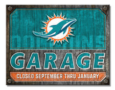 Miami Dolphins Garage Sports Bar Tin Metal Sign Man Cave Decor 12.5 X 16 Inch