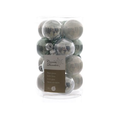 16 Christbaumkugeln Weihnachtskugeln Mix Misty Lake aus Glas 35 mm Durchmesser