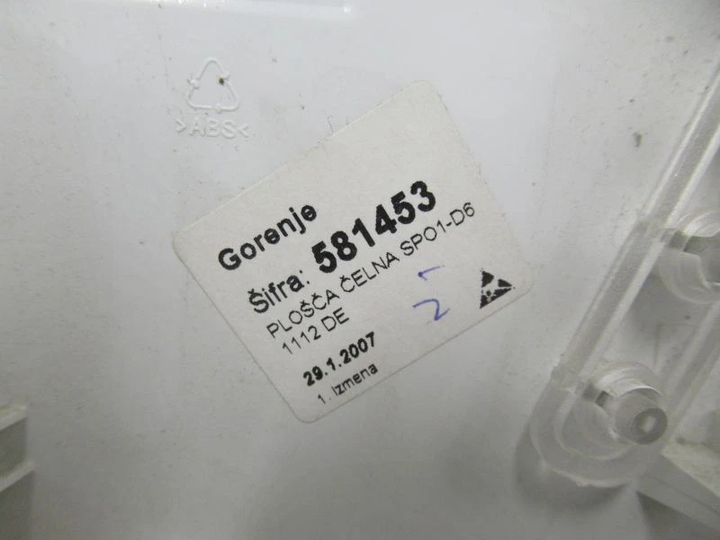 Panel de Control Gorenje D61112 Tipo SP01 Sin Panel Electrónico Sifra 581453 Foto 2 de 4