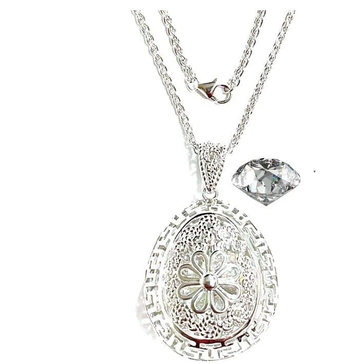 Faberge egg Diamond Egg Pendant 3carat Diamond Jewelry Charm Handmade Platinum - Image 4 of 4