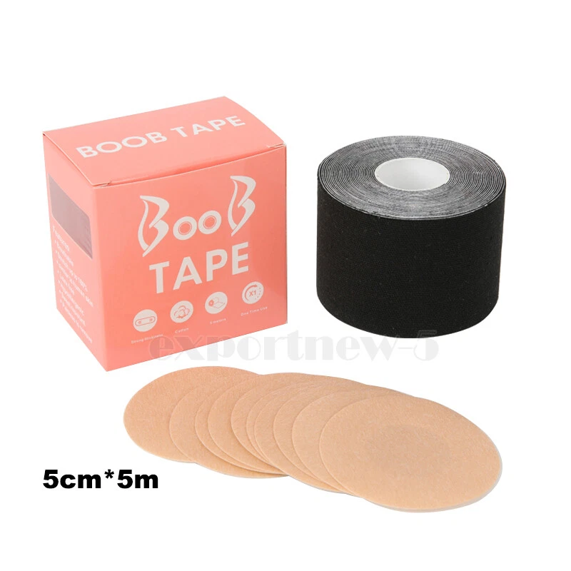 Premium Boob Tape | Plakband Zelfklevende Beha 7,5cm*5m | Push-Up Effect & Borstlift & Volledige Dekking | Sticky Lift Bra | Herbruikbare/Wegwerp Tepelbedekkers | A-D | Gevoelige Huid