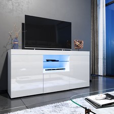 High Gloss White TV Stand Unit Sideboard Storage Cabinet Cupboard with LED Light