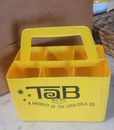Rare Vintage 1970's TAB Soda Bottle Can Plastic Carrier Carton 6 Pack -Coca-Cola