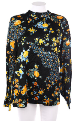 CARIN WESTER Blouse Flower Print XL black yellow shades