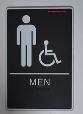 Men Accessible Restroom Sign with Braille and Black,6x9 -REF24-1027