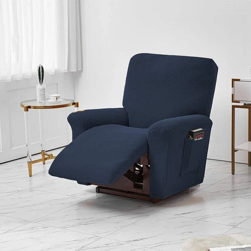 Stretch Relaxsessel Schonbezüge mit Seitentasche 4-teilig Liegesofa Bezug - Bild 100 von 116