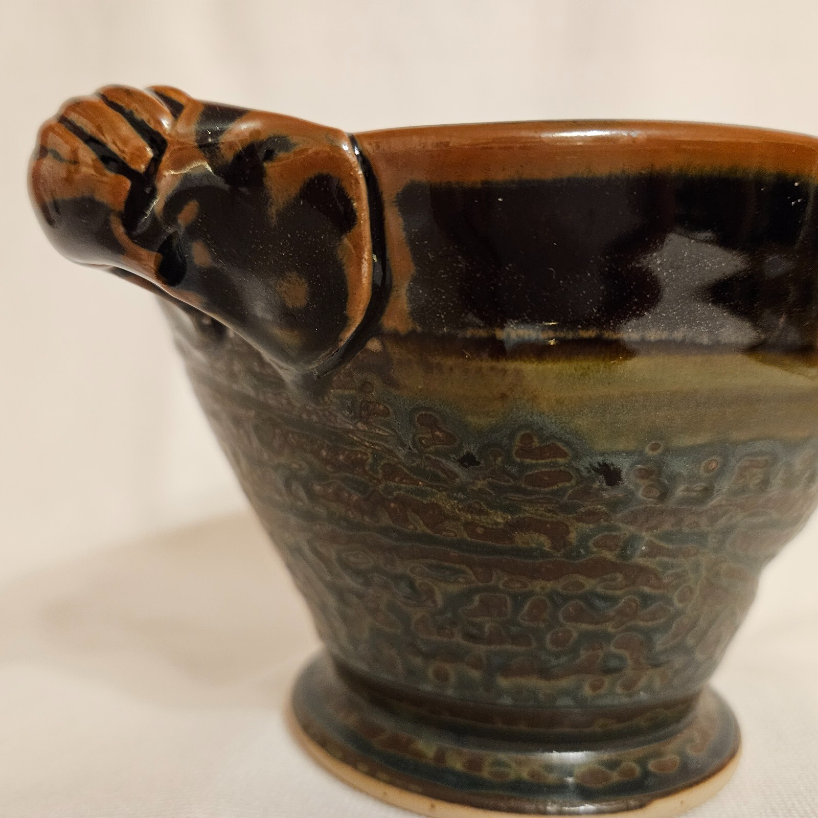 Royce Yoder Studio Art Pottery Bowl Stoneware Rectangle Black Ash Glaze USA 4"