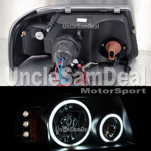 FOR 01-10 FORD RANGER DUAL X-BRIGHT LED HALO RIMS CLEAR BLACK HEADLIGHTS PAIR - Foto 2 di 2