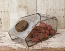 Rustic Chicken Wire Storage Canister Primitive Country Farmhouse Kitchen Decor