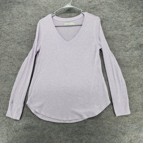 Abercrombie Fitch Shirt Womens Medium Long Sleeve V Neck Purple