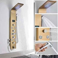 LED Shower Panel Tower System Shower Faucet Body Massage Jet Stainless Steel
